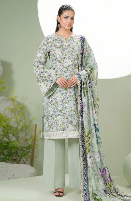 Phulkari by Al Karim Embroidered Lawn Unstitched 3 Piece Suit - D-04 - AK26PHL - Green - Summer Collection