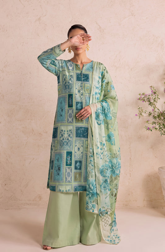 Polka Romance by Amna Khadija Printed Lawn Stitched 3 Piece Suit - AKPR-04 - AM26PKRM - Green - Summer Collection