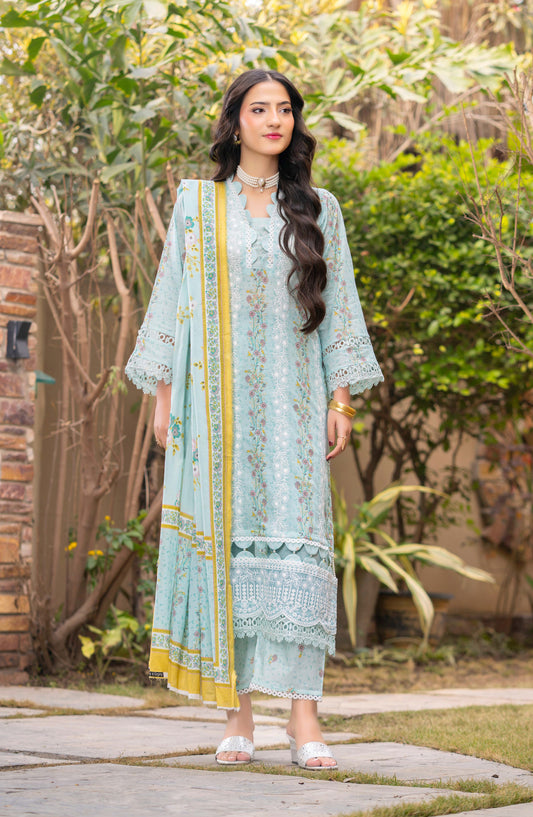 Print Kari by Aalaya Embroidered Lawn Unstitched 3 Piece Suit - D-02 - ALY26PRK - Blue - Summer Collection