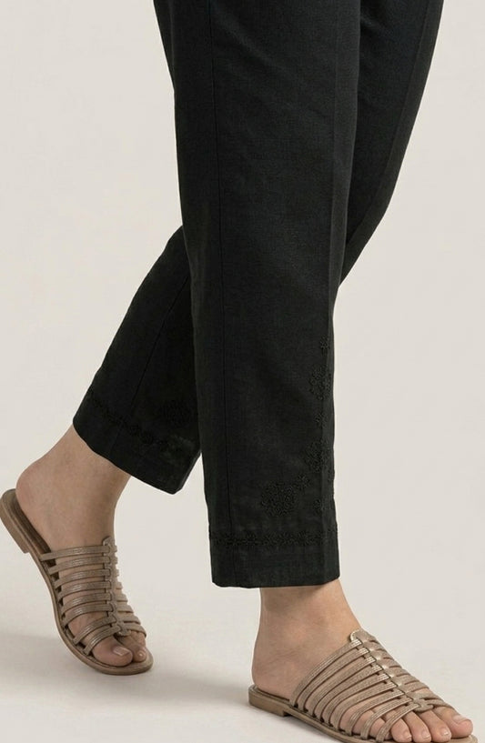 Pristine Hem by Amna Khadija Cotton Stitched Trouser - PH-01B - AM26TRD - Black - Casual Collection