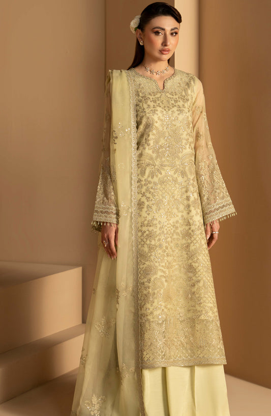 Purkashish Lavish Premium Embroidered Chiffon Unstitched 3 Piece Suit - 10 Pistachio Glow - LP26PRK - Green - Festive Collection