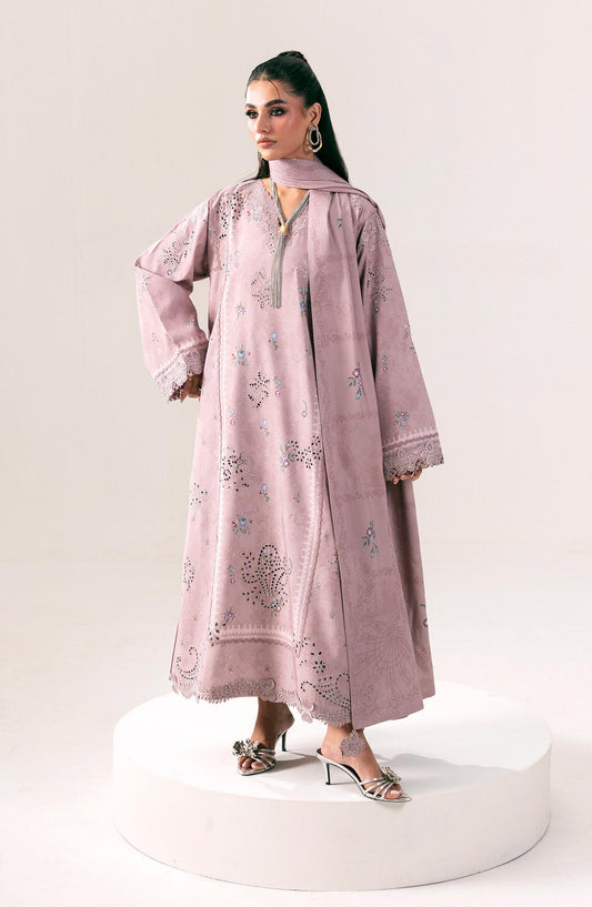 Qalamkar Embroidered Slub Linen Unstitched 3 Piece Suit - QPW-08B - QL26LI - Purple - Winter Collection