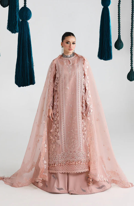 Qalamkar Embroidered Lawn Unstitched 3 Piece Suit - Jina - QL26FST - Pink - Festive Collection