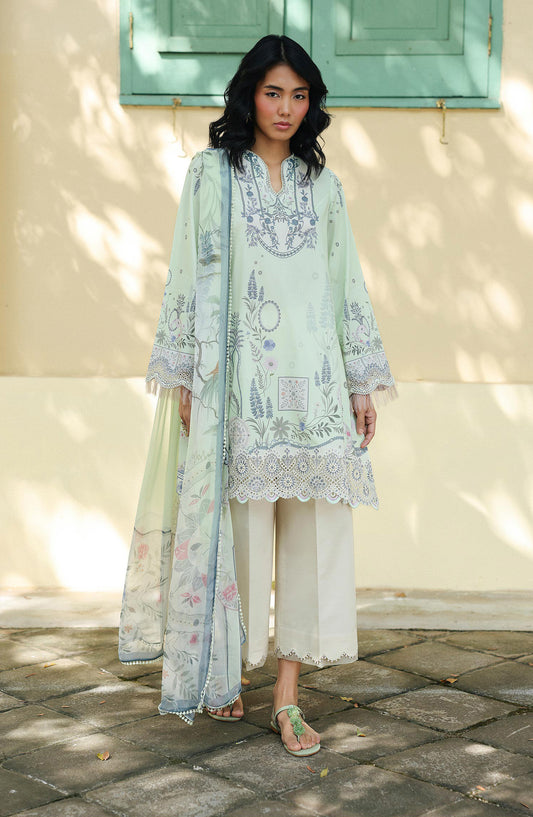 Qalamkar QPrints Embroidered Lawn Unstitched 3 Piece Suit - AX-04-B ASHA - QL26QPN - Green - Summer Collection