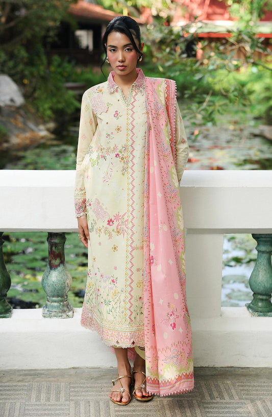 Qalamkar QPrints Embroidered Lawn Unstitched 3 Piece Suit - AX-03-A MAIRI - QL26QPN - Fawn - Summer Collection