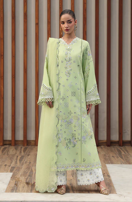 Qalamkar Qline Embroidered Lawn Unstitched 3 Piece Suit - QKL-05 Ayana - QL26LN - Green - Summer Collection