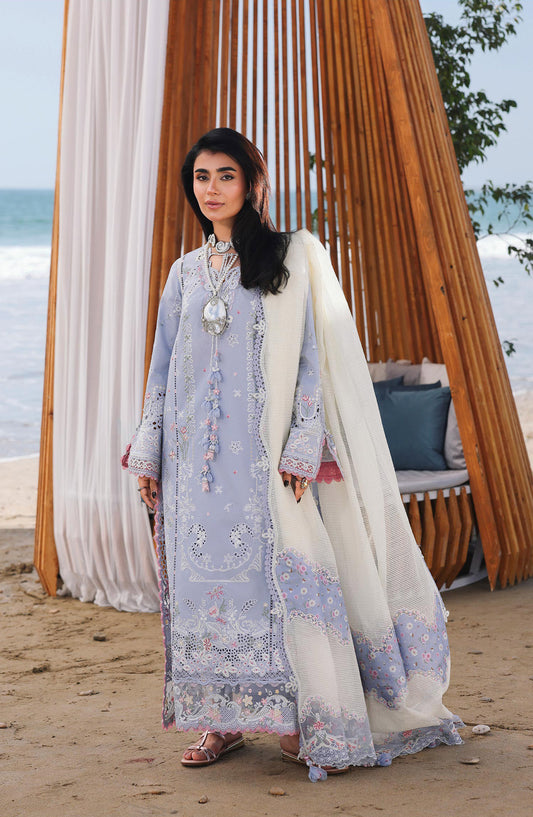 Qalamkar Sahil Luxury Embroidered Lawn Unstitched 3 Piece Suit - SA-08 Zayna - QL26SHL - Purple - Summer Collection