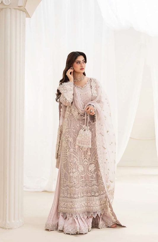 RUA by Faiza Saqlain Embroidered Organza Unstitched 3 Piece Suit - ELA - FS25RUA - Purple - Wedding Festive Collection