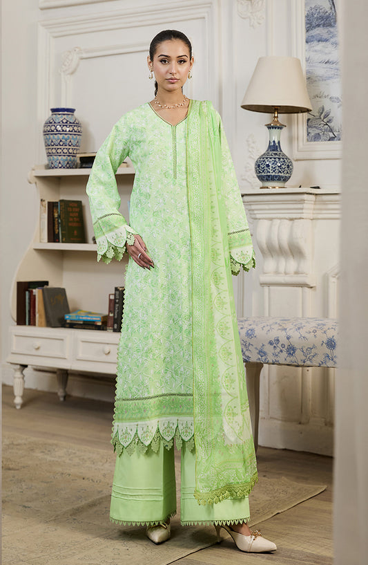 Raha by RajBari Chikankari Lawn Unstitched 3 Piece Suit - D-10 - RJB26RH - Green - Summer Collection