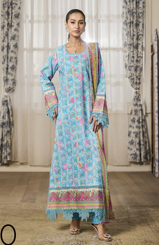 Raha by RajBari Chikankari Lawn Unstitched 3 Piece Suit - D-10 - RJB26RH - Blue - Summer Collection