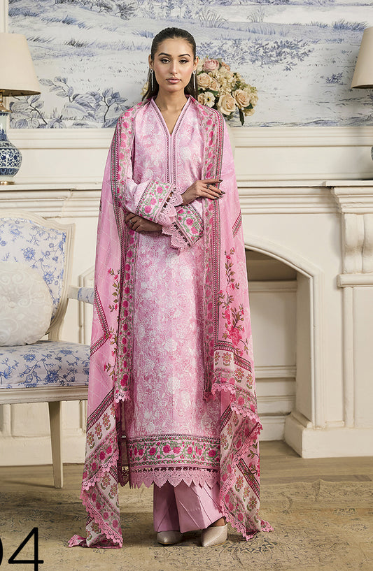 Raha by RajBari Chikankari Lawn Unstitched 3 Piece Suit - D-04 - RJB26RH - Pink - Summer Collection