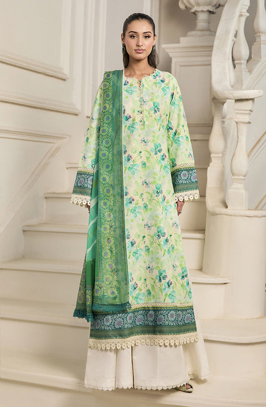 Raha by RajBari Chikankari Lawn Unstitched 3 Piece Suit - D-03 - RJB26RH - Green - Summer Collection