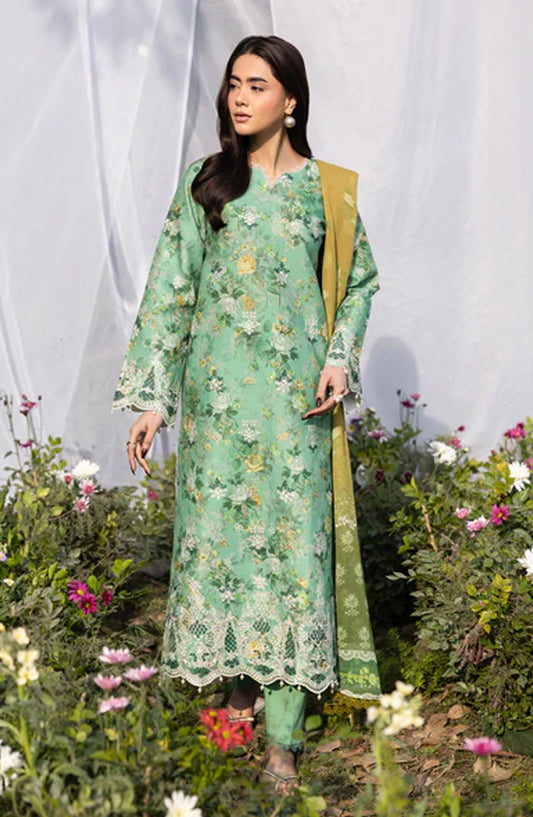 RajBari Embroidered Lawn Unstitched 3 Piece Suit - D-06 - RJB26PN - Green - Summer Collection