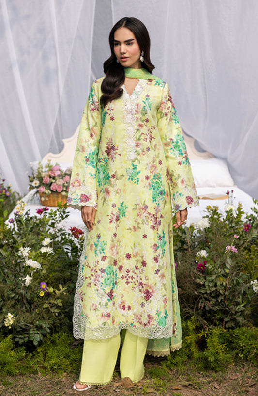 RajBari Embroidered Lawn Unstitched 3 Piece Suit - D-01 - RJB26PN - Yellow - Summer Collection