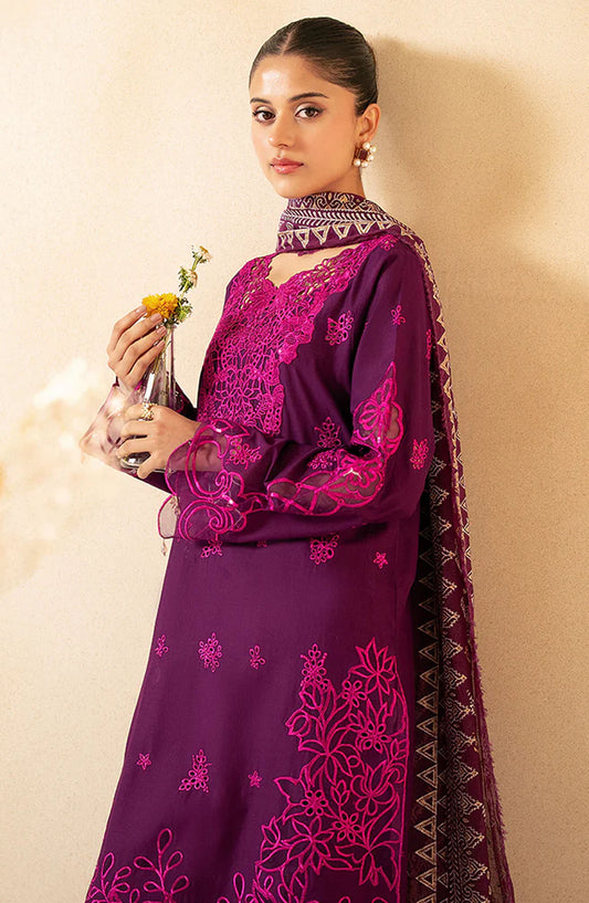 RajBari Jahaan Embroidered Premium Lawn Unstitched 3 Piece Suit - NORA 6-B - RJB25JNP - Purple - Summer Festive Collection