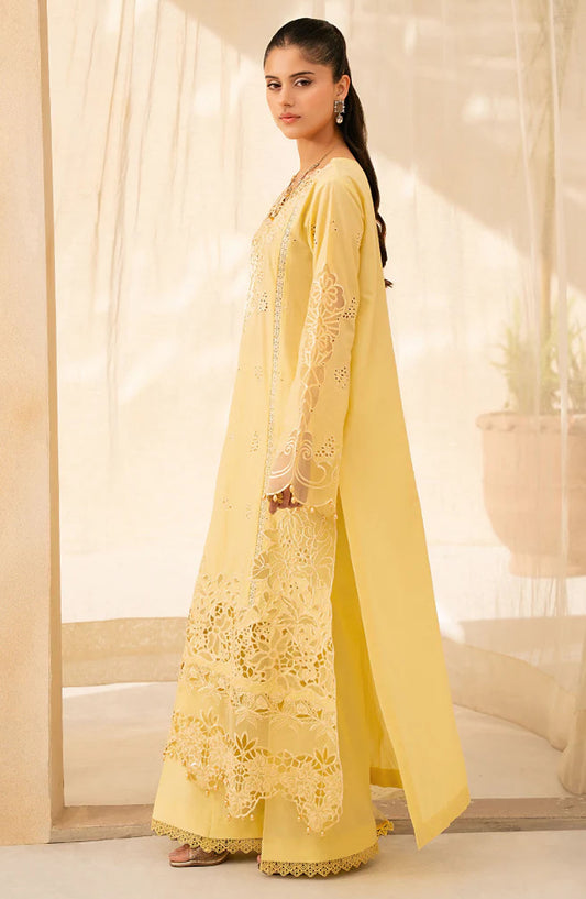 RajBari Jahaan Embroidered Premium Lawn Unstitched 3 Piece Suit - ORIYA 6-A - RJB25JNP - Yellow - Summer Festive Collection