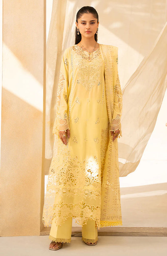 RajBari Jahaan Embroidered Premium Lawn Unstitched 3 Piece Suit - ORIYA 6-A - RJB25JNP - Yellow - Summer Festive Collection