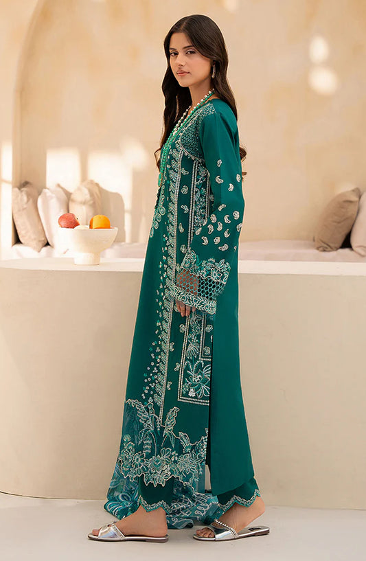 RajBari Jahaan Embroidered Premium Lawn Unstitched 3 Piece Suit - RINA 5-A - RJB25JNP - Green - Summer Festive Collection