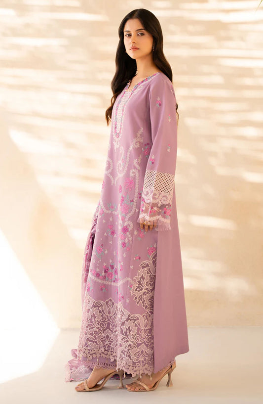 RajBari Jahaan Embroidered Premium Lawn Unstitched 3 Piece Suit - SILA 3-B - RJB25JNP - Purple - Summer Festive Collection