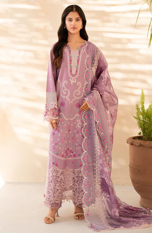 RajBari Jahaan Embroidered Premium Lawn Unstitched 3 Piece Suit - SILA 3-B - RJB25JNP - Purple - Summer Festive Collection