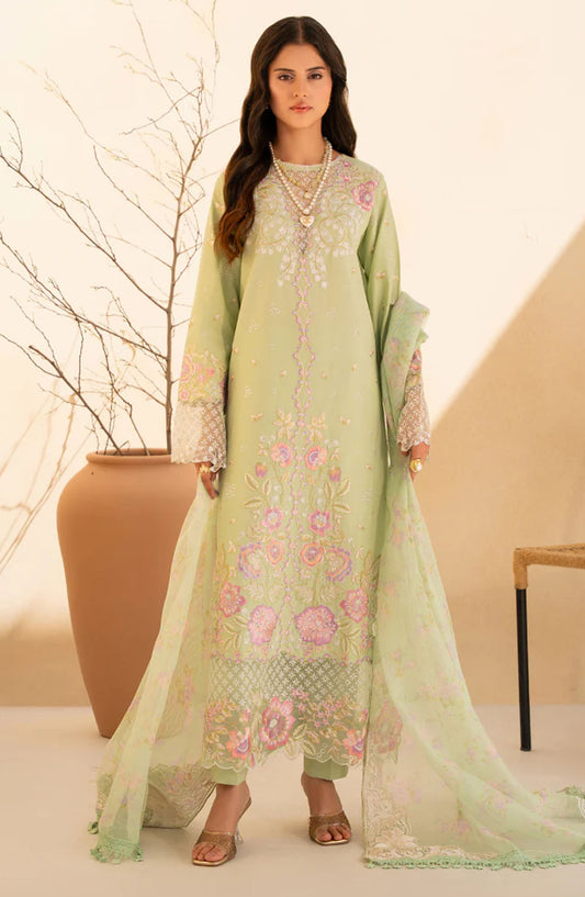 RajBari Jahaan Embroidered Premium Lawn Unstitched 3 Piece Suit - RAYA 1-B - RJB25JNP - Green - Summer Festive Collection