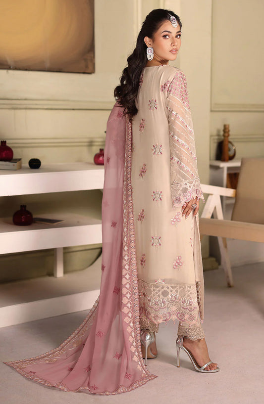 Ramsha Luxury Formals Embroidered Chiffon Stitched 3 Piece Suit - F-2704 - RM25LFS - Pink - Signature Series