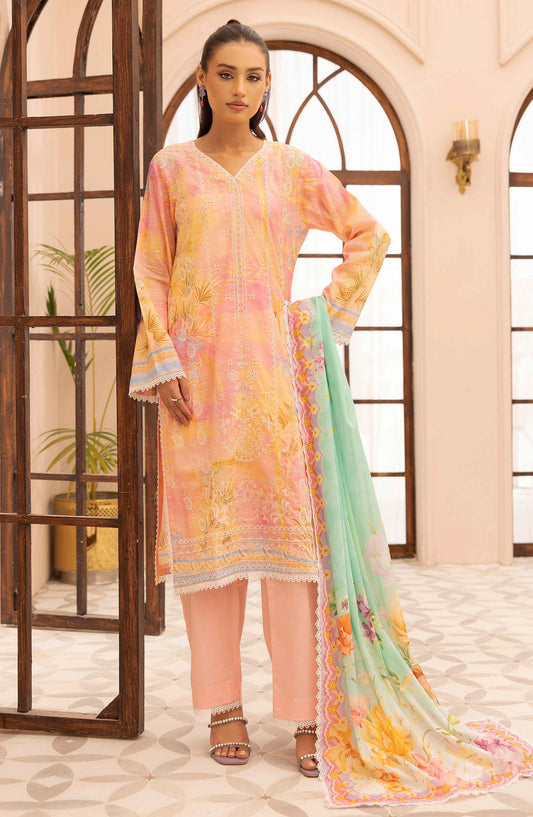 Rang Nagar by Al Karim Embroidered Lawn Unstitched 3 Piece Suit - RN-739 - AK26RNG - Pink - Summer Collection