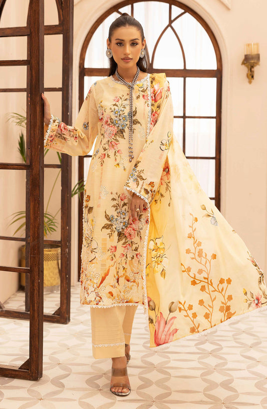 Rang Nagar by Al Karim Embroidered Lawn Unstitched 3 Piece Suit - RN-734 - AK26RNG - Yellow - Summer Collection