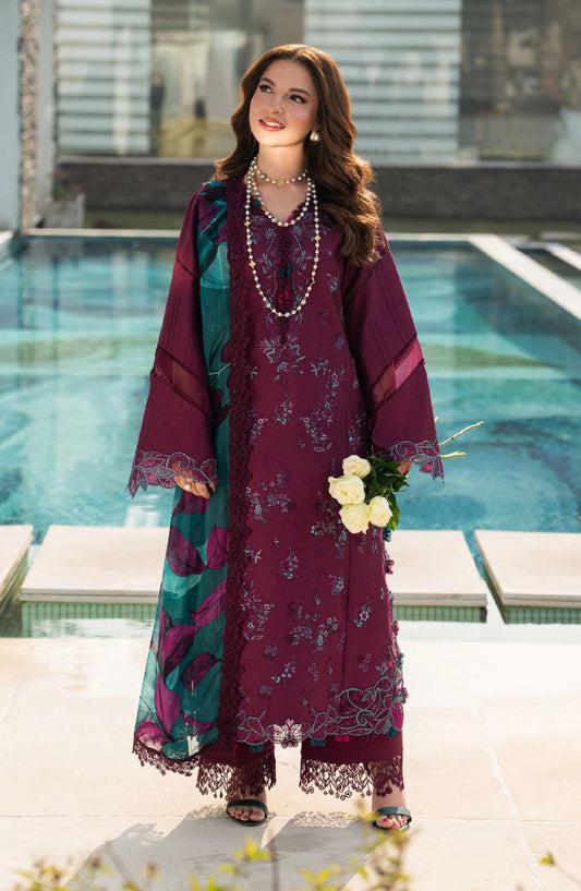 Rang Rasiya Carnation Embroidered Lawn Unstitched 3 Piece Suit - Kaia - RR26CR - Purple - Festive Collection