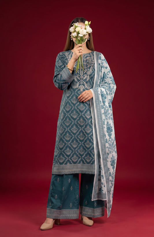 Rang e Bahar by Amna Khadija Embroidered Lawn Stitched 3 Piece Suit - AKRB-05 - AM26RNB - Blue - Summer Collection