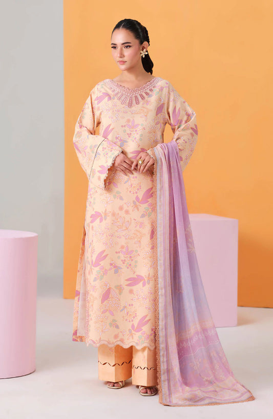 Rangrez by Ramsha Embroidered Lawn Unstitched 3 Piece Suit - N-811 - RM26RNG - Peach - Luxury Collection