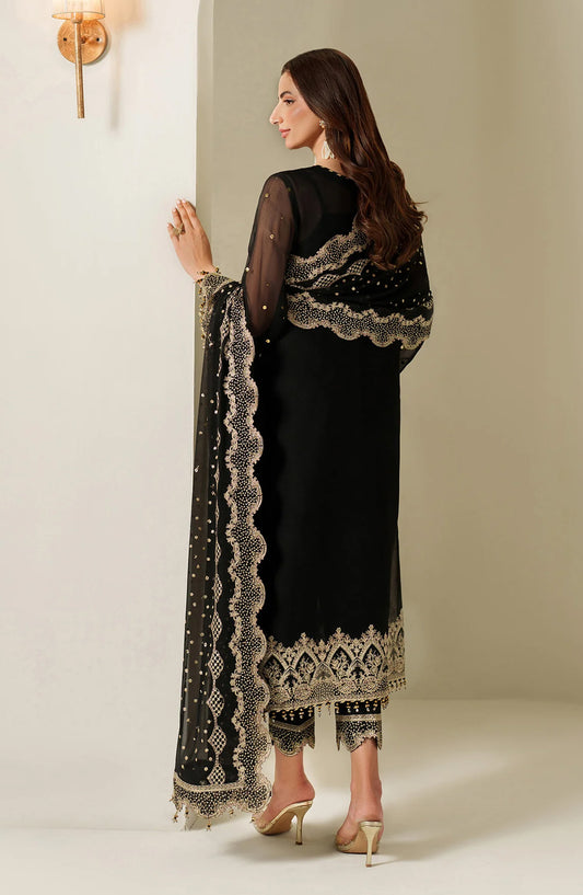 Reena by Alizeh Handcrafted Embroidered Chiffon Unstitched 3 Piece Suit - AF-HM-4049-Reshma - ALZ25RN - Black - Wedding Collection