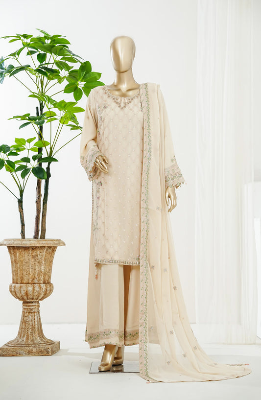 Reesha by Maria Fabrics Luxury Embroidered Chiffon Stitched 3 Piece Suit - Mehshay - MRF26RES - Fawn - Festive Collection