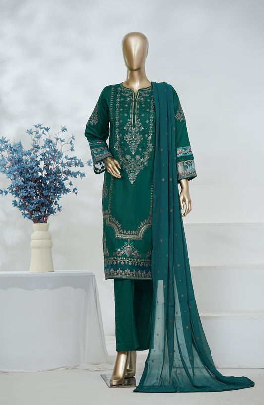 Regaalia by Amna Khadija Pret Embroidered Cotton Stitched 3 Piece Suit - RCYS-06 - AM26LGR - Green - Mid Summer Collection