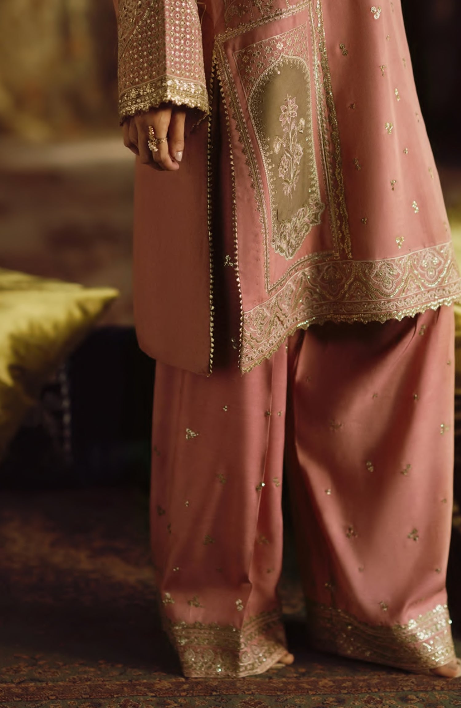 Rekha by Casual Lite Embroidered Silk Viscose Stitched 3 Piece Suit - 01 Laila - CL26RKH - Pink - Festive Collection