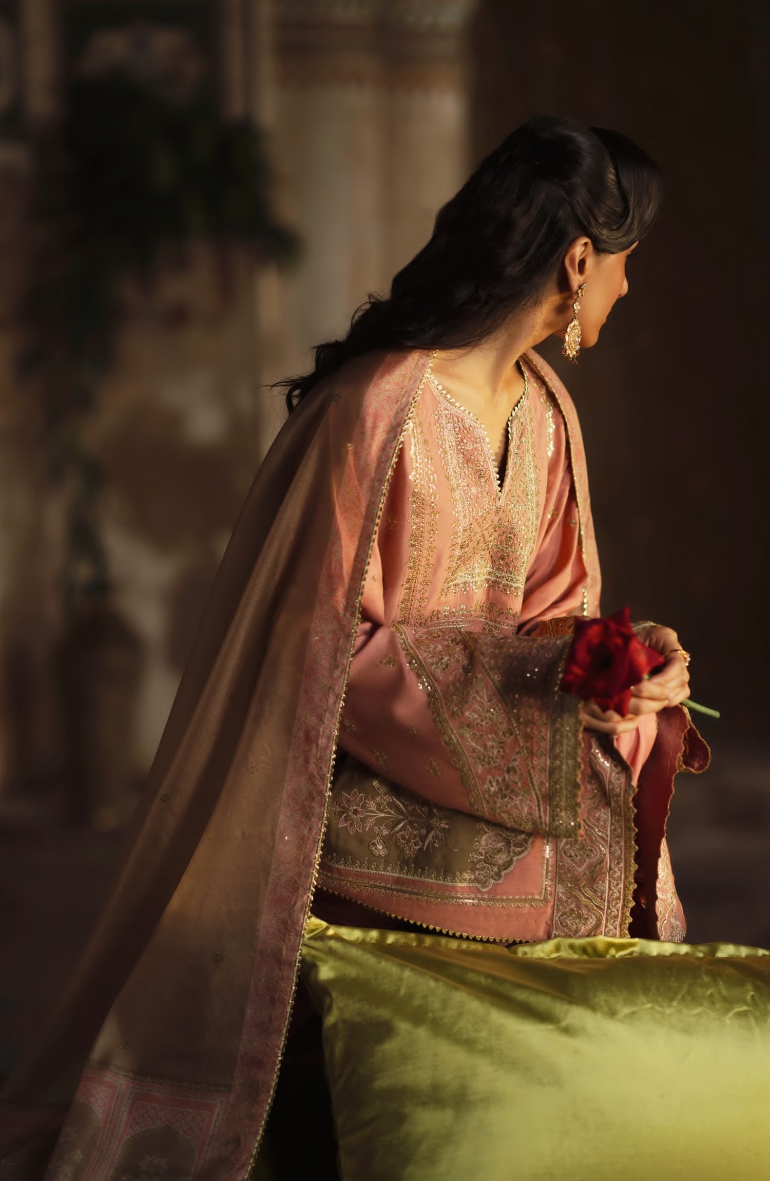 Rekha by Casual Lite Embroidered Silk Viscose Stitched 3 Piece Suit - 01 Laila - CL26RKH - Pink - Festive Collection