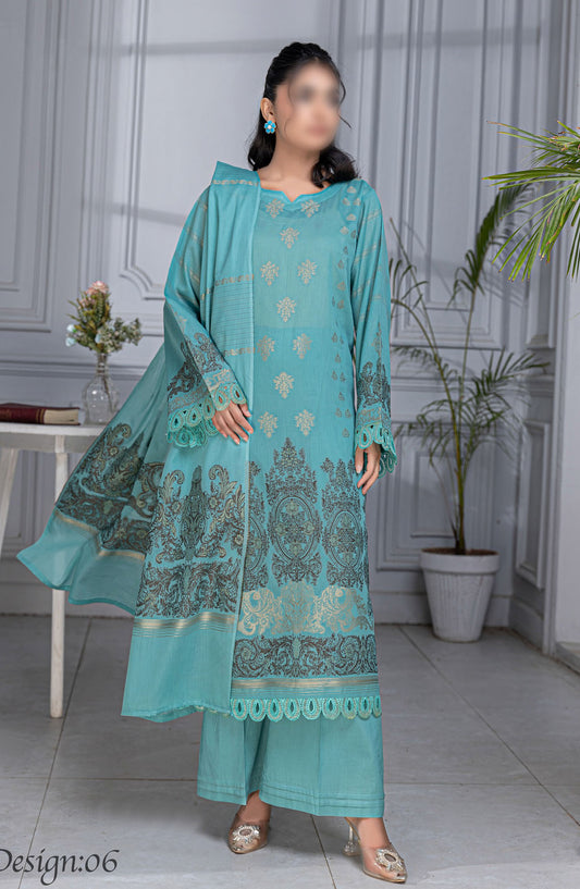 Rimjim Jacquard Brosha Lawn Unstitched 3 Piece Suit - Design-06 - AK25RMJ3 - Blue - Summer Collection