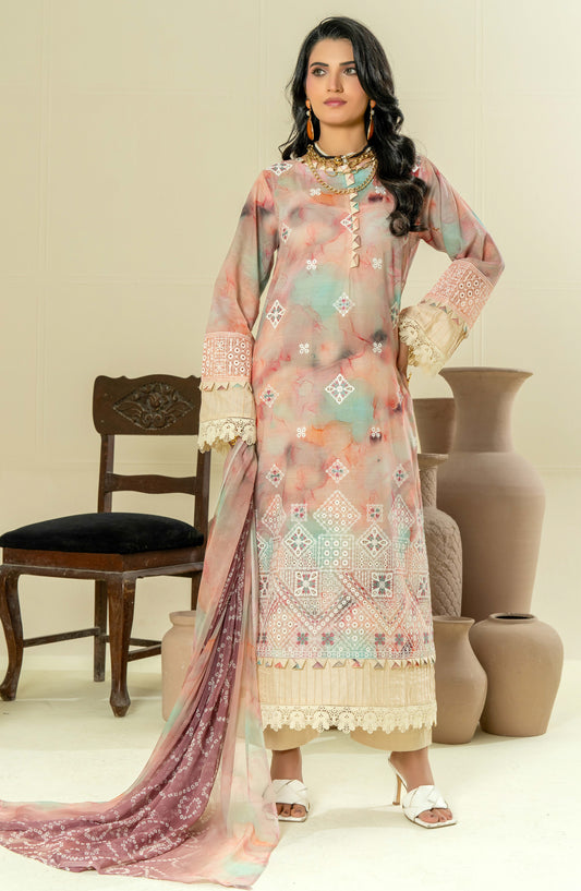 Roop Rangoli by Aalaya Embroidered Lawn Unstitched 3 Piece Suit - D-10 - ALY26RPR - Pink - Summer Collection