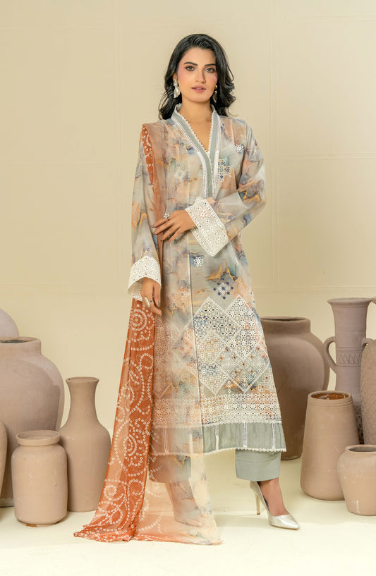 Roop Rangoli by Aalaya Embroidered Lawn Unstitched 3 Piece Suit - D-04 - ALY26RPR - Rust - Summer Collection