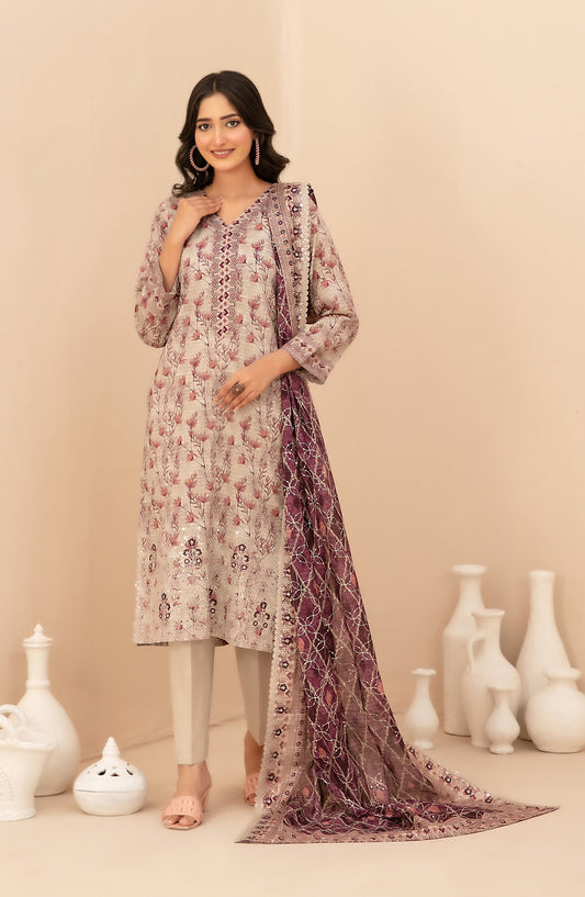 Rumeha by Tawakkal Fabrics Embroidered Lawn Unstitched 3 Piece Suit - D-5033 - TF26RUM - Fawn - Summer Collection