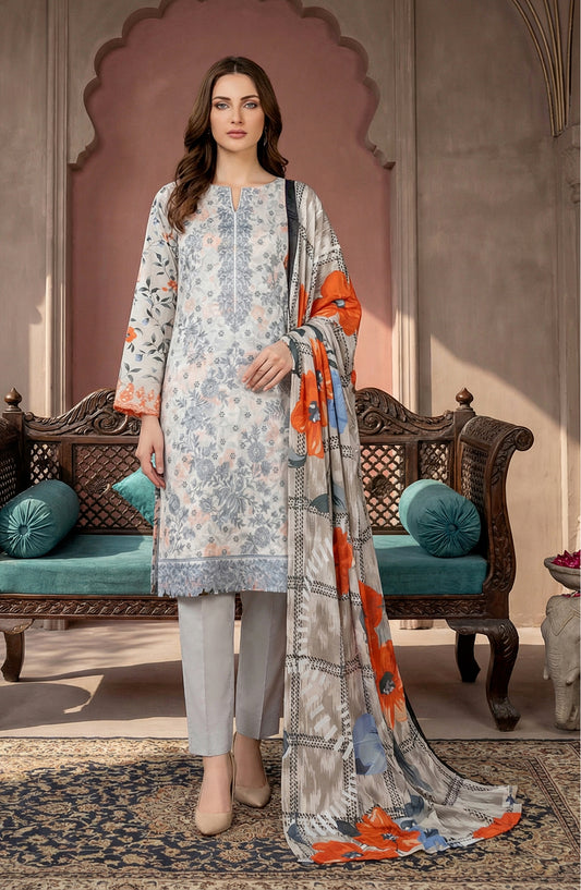 Rupas by Riaz Arts Embroidered Lawn Unstitched 3 Piece Suit - D-01 - RA26RUP - Blue - Summer Collection
