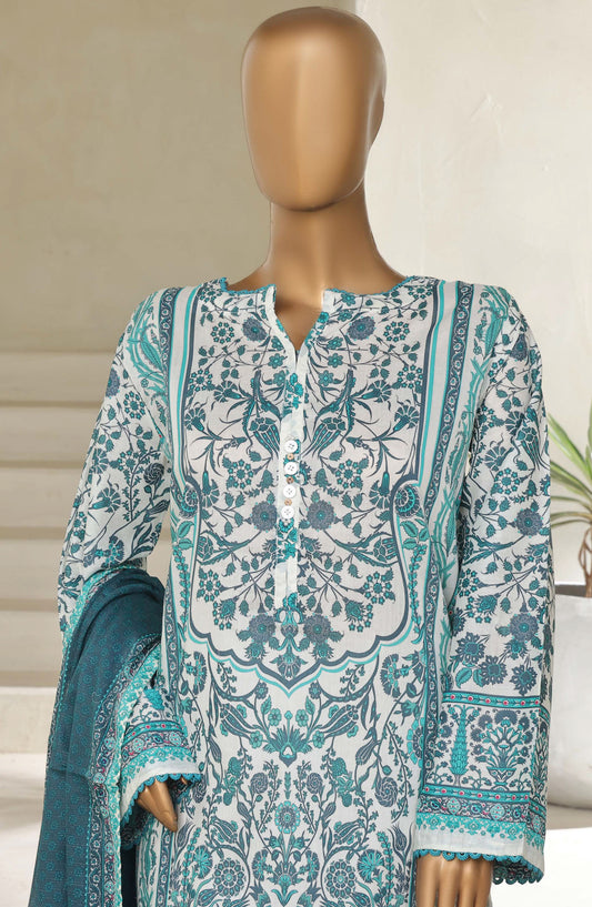 Sadabahar Printed Lawn Pret 3 Piece Suit - SBD25PLV5 - Design-03 - Ferozi - Summer Collection