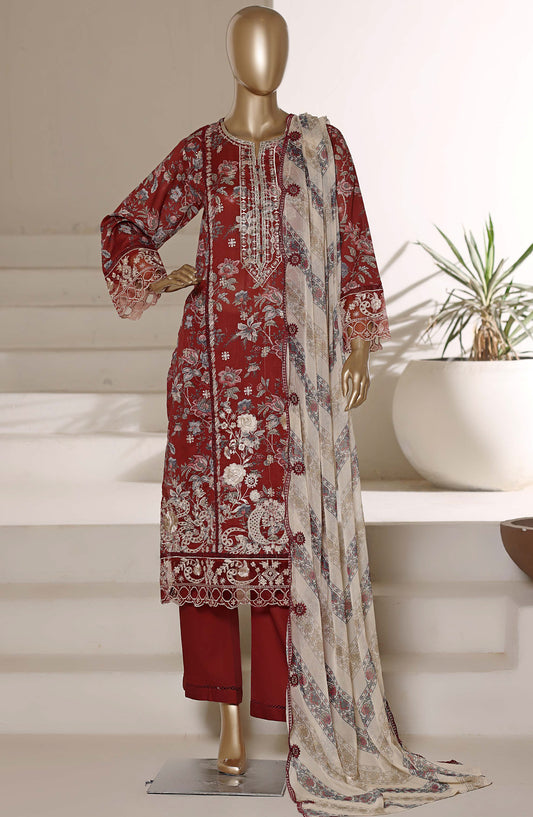 Sadabahar Signature Embroidered Stitched 3 Piece Suit - D-06 - SBD26VOL - Red - Festive Collection