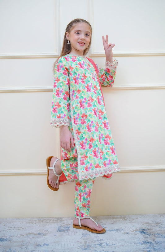 Twinkle Stitches by Shanzey Embroidered Lawn Pret 3 Piece Suit - SHZ25SNL - SHK-4415 - Multi - Girls Eid Collection