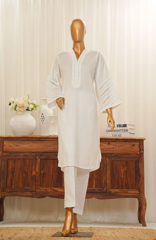 SOHO by Amna Khadija Textured Dobby Cotton Pret 2 Piece Suit - AM25SOH - SRTW-04 - White - Summer Collection