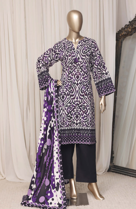 Sadabahar Printed Khaddar Stitched 3 Piece Suit - D-06 - SBD26KFV - Purple - Winter Collection