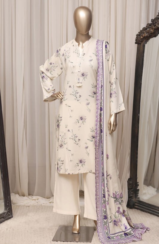 Sadabahar Printed Linen Stitched 3 Piece Suit - D-04 - SBD26NEN - Off White - Winter Collection