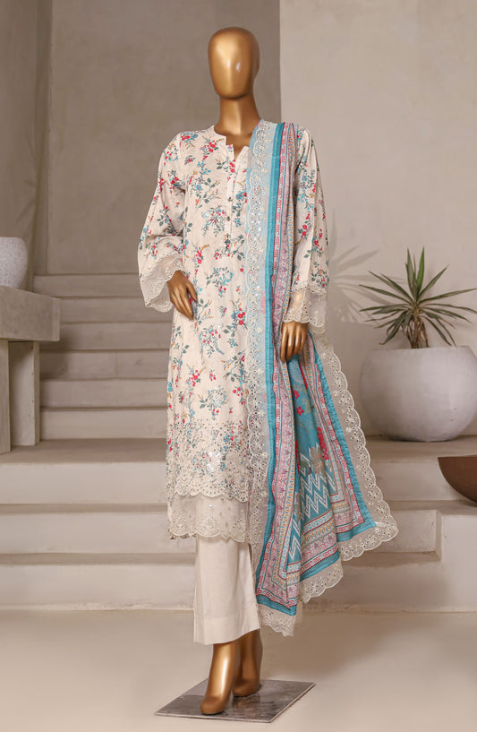 Amyrah by Sadabahar Chikankari Lawn Stitched 3 Piece Suit - D-05 - SBD25AYCL - Off White - Summer Collection