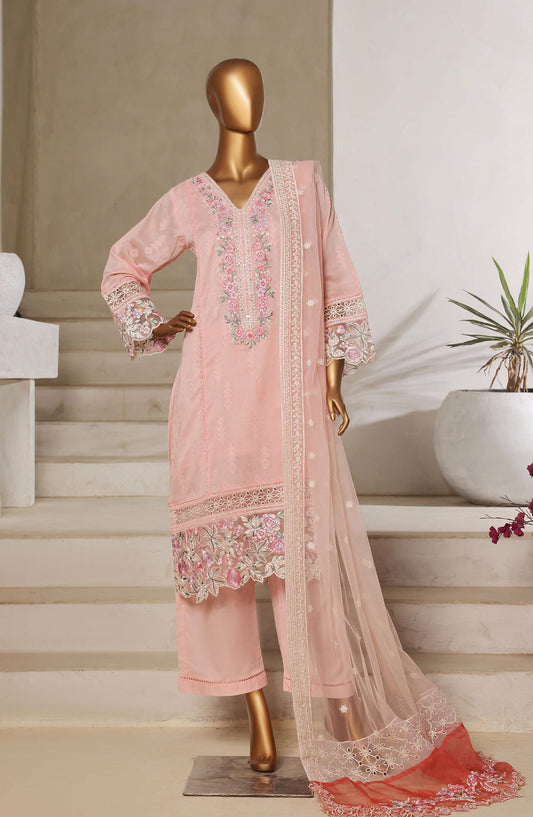 Sadabahar Embroidered Lawn Jacquard Stitched 3 Piece Suit - Design-04 - SBD25JLP - Pink - Summer Collection