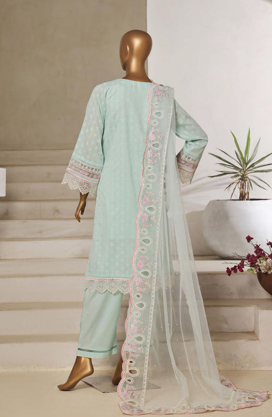 Sadabahar Embroidered Lawn Jacquard Stitched 3 Piece Suit - Design-02 - SBD25JLP - Blue - Summer Collection